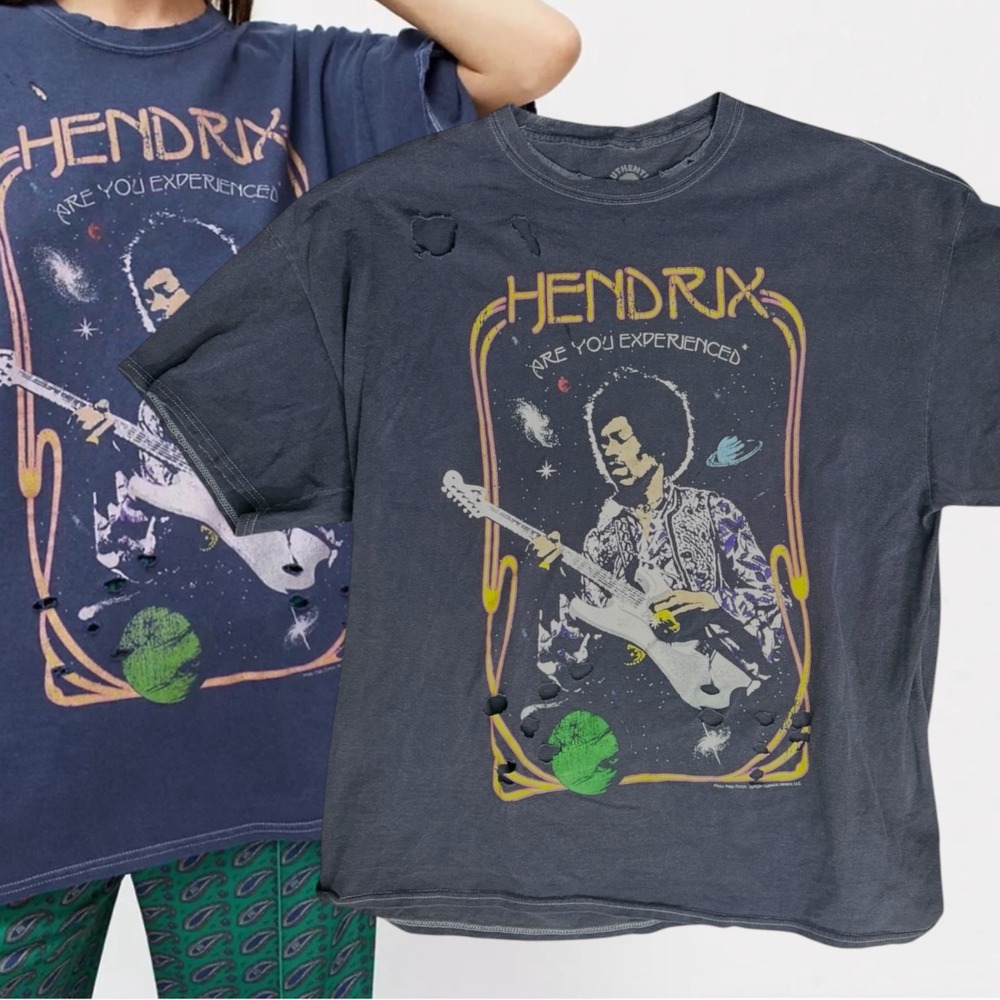 Goodie Two Sleeves Jimi Hendrix Are You Experienced Graphic Tee Gray L/XL
